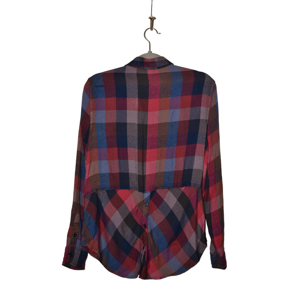 LUCKY BRAND $79 Long Sleeve Plaid Button-Back Hem Button Down Shirt Medium - Picture 2 of 3